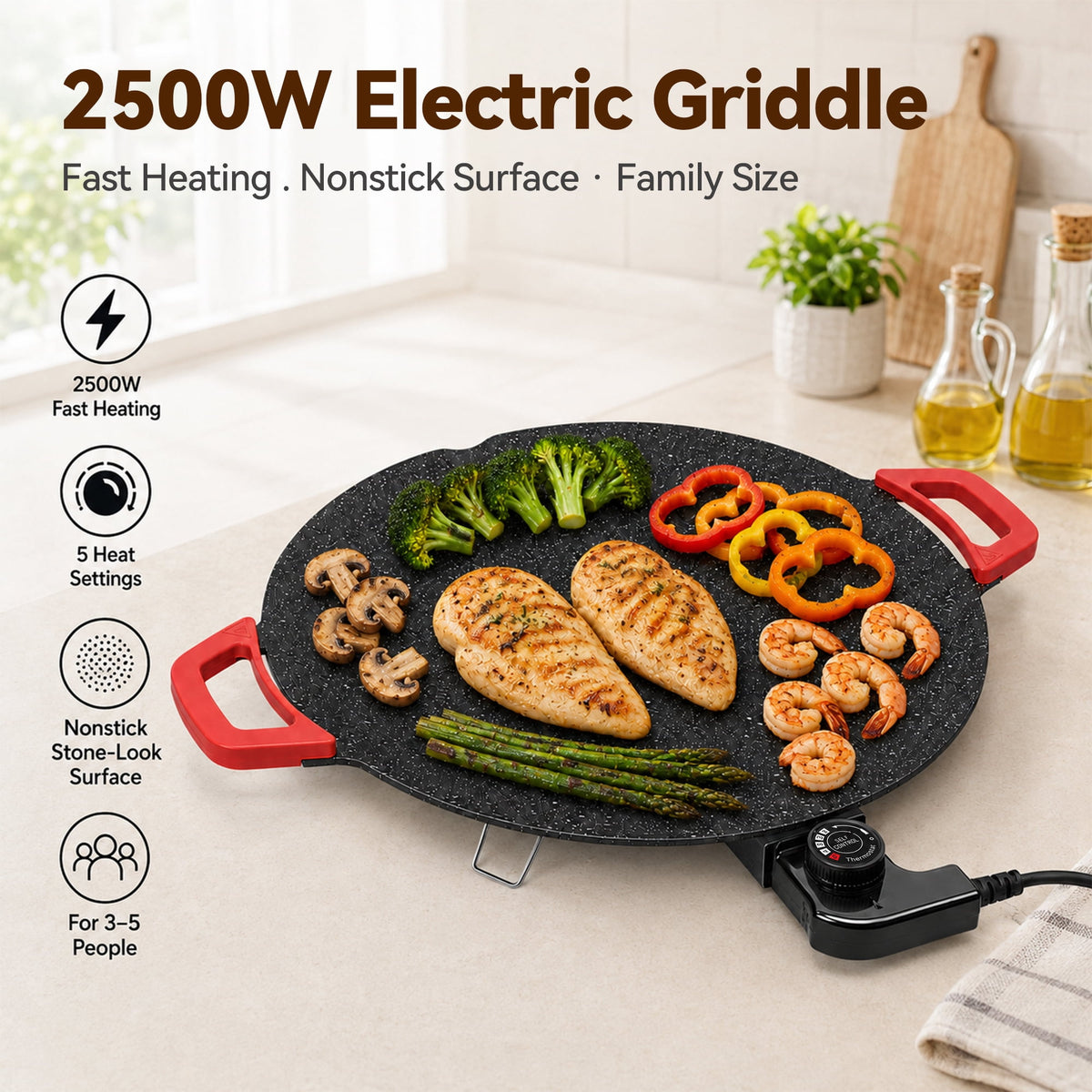 PRTYY 16 in Electric Griddles Grill, Kitchen Appliances, Home Cooking Grill