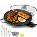 PRTYY 20" Electric Griddle - Non-Stick Ceramic Coating,2500 W Griddle with Glass Lid, Kitchen Appliances