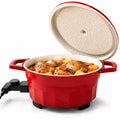 PRTYY Cauldron Dutch Oven, Vintage Enamel Electric Slow Cooker, 1400W Adjustable Temperature, Large-Capacity All-in-One Pot for Stewing, Frying , Red