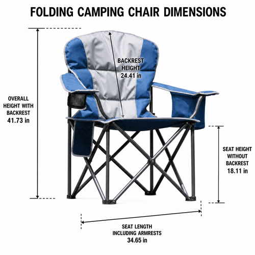 500 lb Capacity Folding Camping Chair with Cup Holder and Carry Bag Blue
